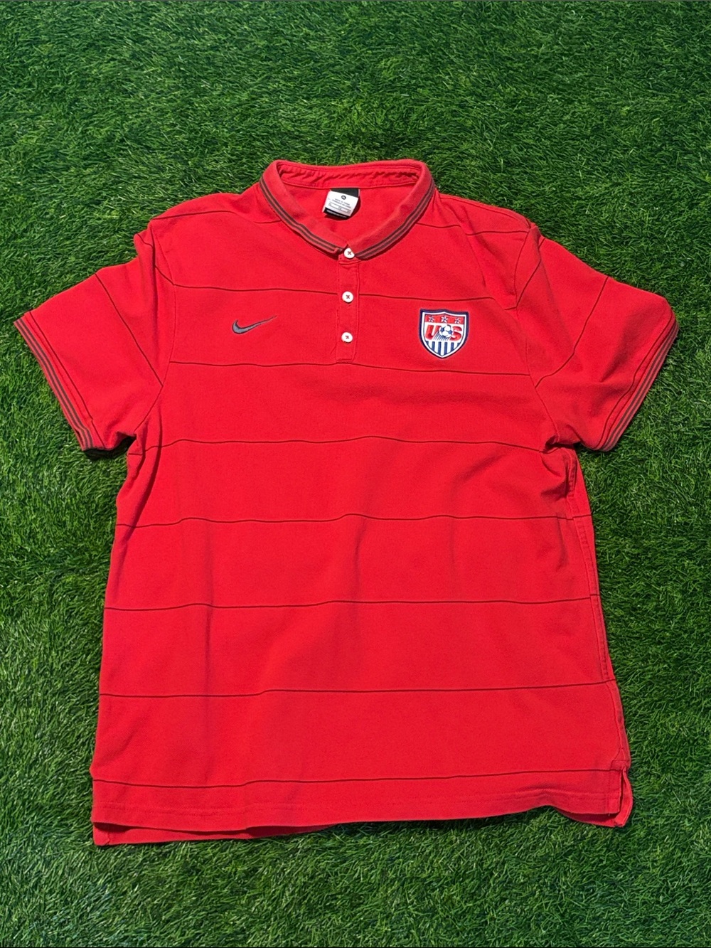 Nike Red Short-Sleeve Soccer Polo with USA Crest XL